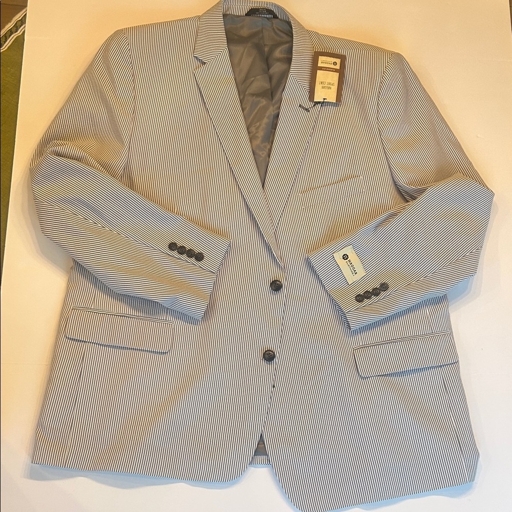 Haggar Men's Pinstriped Blazer - Blue/gray and White